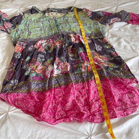 Cost Plus World Market vibrant floral boho lightweight tunic made in India - Picture 7 of 8